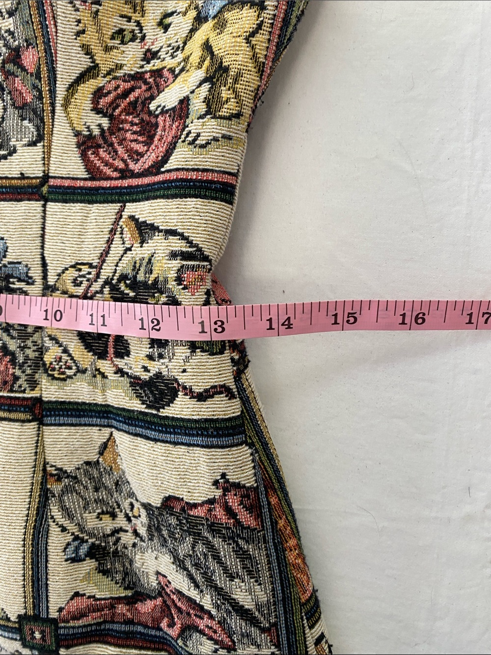 Cider Vintage Cat Cream Tapestry Apron Dress with Multi-Color Cat Panels - Picture 7 of 9